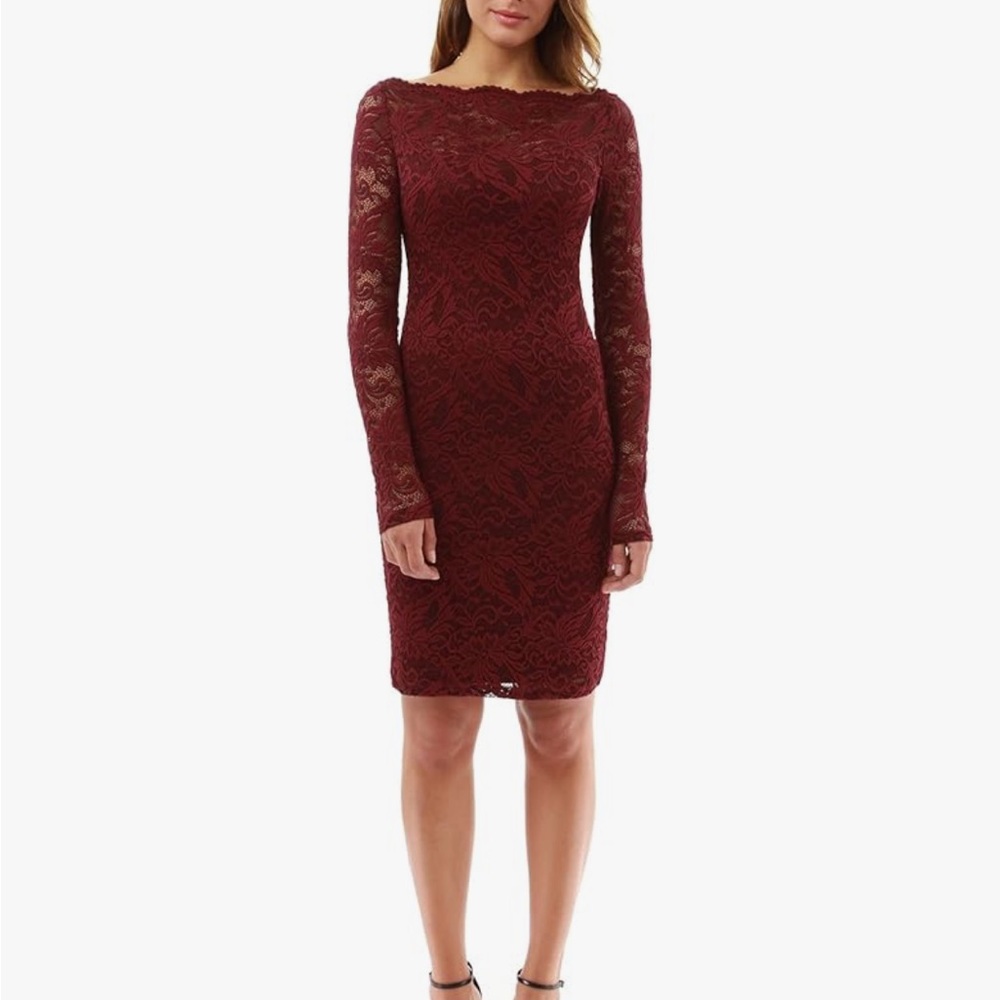 PattyBoutik Red Long Sleeve Bodycon Dress